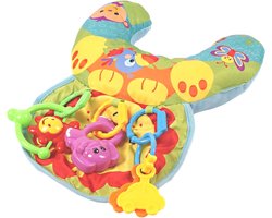 Eco Toys - Jungle Leeuw Buiktrainer - Met 3 Rammelaartjes en Knisperspeeltje - Kleur en Model Speeltjes Kunnen Variëren - Geschikt vanaf 0 Maanden