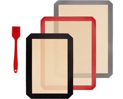 Eco-vriendelijke Siliconen Bakmat Set - 4-delige Ovenmat en Deegmat met Bakkwast - Vaatwasserbestendig, Hittebestendig en BPA-vrij - Geschikt voor Bakken, Koken en Kneden