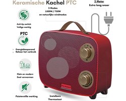 Eco Warmte - Premium Elektrische Kachel - 1500w - Ventilatorkachel met Thermostaat 2 Warmtestanden - Energiezuinig - Kamer verwarming - Mini Heater - Krachtig & Veilig - Rood