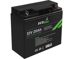 EcoLine - AGM 12V 20AH - 20000mAh VRLA Batterij - 181 x 77 x167 - Deep Cycle Accu