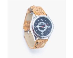 Ecologische Horloge met eerlijke kurk band voor dames - elegante - Blauw-zilver horloge kast WA-385-C