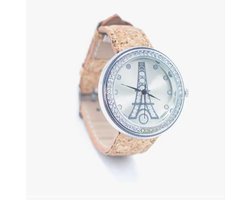 Ecologische Horloge met natuurlijke kurk band - zilver kast - vrouwelijk polshorloge - WA-387