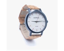 Ecologische Horloge met puur kurk band - licht gemarmerde wijzerplaat - unisex - milieuvriendelijk - WA-318