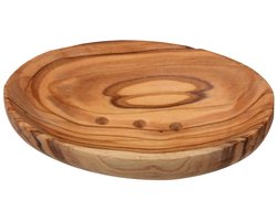 Ecologische Ovale kleine zeephouder van olijfhout 9x6 cm 38gr