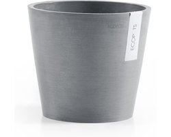 Ecopots Amsterdam 20 + Water Reservoir - Blue Grey - Ø20 x H17,2 cm - Ronde blauwgrijze bloempot / plantenpot met waterreservoir