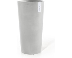 Ecopots Amsterdam Mid High 66 - White Grey - Ø34 x H66 cm - Ronde witgrijze bloempot / plantenpot
