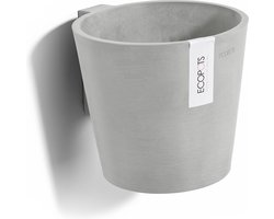 Ecopots Amsterdam Wall - White Grey - Ø19,5 x H17,5 cm - Ronde witgrijze wand / muur bloempot met waterreservoir