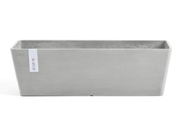 Ecopots Bruges 45 + Water Reservoir - White Grey - 44,8 x 17 x H17,3 cm - Rechthoekige witgrijze bloempot / plantenbak met onderschotel met waterreservoir