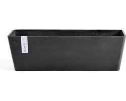 Ecopots Bruges 55 + Water Reservoir - Dark Grey - 55,3 x 16,5 x H17,5 cm - Rechthoekige donkergrijze bloempot / plantenbak met onderschotel met waterreservoir
