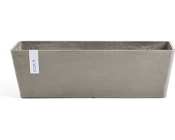 Ecopots Bruges 55 + Water Reservoir - Taupe - 55,3 x 16,5 x H17,5 cm - Rechthoekige taupe bloempot / plantenbak met onderschotel met waterreservoir