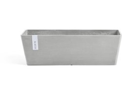 Ecopots Bruges 55 + Water Reservoir - White Grey - 55,3 x 16,5 x H17,5 cm - Rechthoekige witgrijze bloempot / plantenbak met waterreservoir