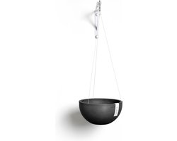 Ecopots Hanging Brussels 27 - Dark Grey - Ø26,7 x H12,8 cm - Ronde donkergrijze hangpot met waterreservoir