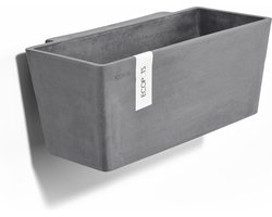 Ecopots Manhattan Wall 35 - Grey - 35 x 17,2 x H15 cm - Rechthoekige grijze bloempot / plantenbak met waterreservoir