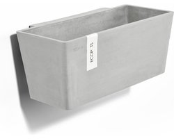 Ecopots Manhattan Wall 35 - White Grey - 35 x 17,2 x H15 cm - Rechthoekige witgrijze bloempot / plantenbak met waterreservoir