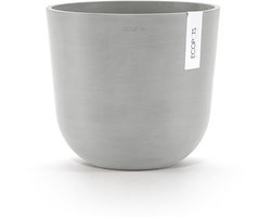 Ecopots Oslo 25 + Water Reservoir - White Grey - Ø25 x H21,4 cm - Ronde witgrijze bloempot / plantenpot met waterreservoir