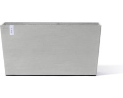 Ecopots Paris Wheels 100 - White Grey - 100,5 x 39,6 x H51,8 cm - Rechthoekige witgrijze bloempot / plantenbak op wielen