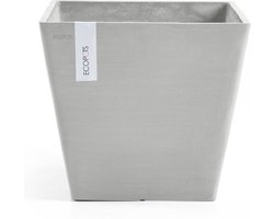 Ecopots Rotterdam 30 - White Grey - 29,5 x H26,4 cm - Vierkante witgrijze bloempot / plantenbak