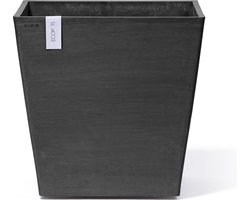 Ecopots Rotterdam Wheels 50 - Dark Grey - 50,2 x H49,5 cm - Vierkante donkergrijze bloempot / plantenbak op wielen met waterreservoir