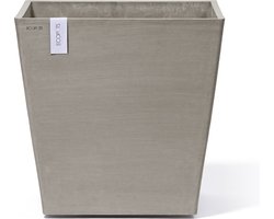 Ecopots Rotterdam Wheels 50 - Taupe - 50,2 x H49,5 cm - Vierkante taupe bloempot / plantenbak op wielen met waterreservoir