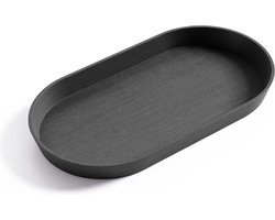 Ecopots Saucer Oval - Dark Grey - 28,4 x 15,4 x H2,4 cm - Ovalen donkergrijze onderschotel met waterreservoir