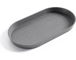 Ecopots Saucer Oval - Grey - 28,4 x 15,4 x H2,4 cm - Ovalen grijze onderschotel met waterreservoir