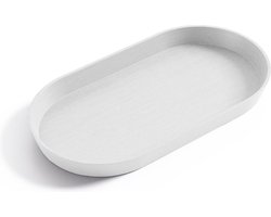 Ecopots Saucer Oval - Pure White - 28,4 x 15,4 x H2,4 cm - Ovalen witte onderschotel met waterreservoir