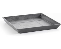 Ecopots Saucer Square - Grey - 35,5 x H3,5 cm - Vierkante grijze onderschotel met waterreservoir
