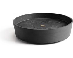 Ecopots Saucer Wheels - Dark Grey - Ø34,1 x H9 cm - Ronde donkergrijze onderschotel op wielen met waterreservoir