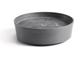 Ecopots Saucer Wheels - Grey - Ø28,7 x H8,3 cm - Ronde grijze onderschotel op wielen met waterreservoir