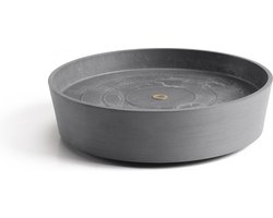 Ecopots Saucer Wheels - Grey - Ø34,1 x H9 cm - Ronde grijze onderschotel op wielen met waterreservoir