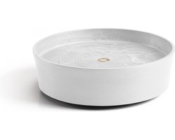 Ecopots Saucer Wheels - Pure White - Ø28,7 x H8,3 cm - Ronde witte onderschotel op wielen met waterreservoir