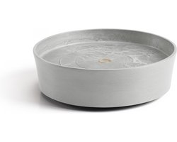 Ecopots Saucer Wheels - White Grey - Ø28,7 x H8,3 cm - Ronde witgrijze onderschotel op wielen met waterreservoir