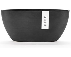 Ecopots Sofia 30 - Dark Grey - 29,5 x 13,4 x H13,5 cm - Ovalen donkergrijze bloempot met waterreservoir