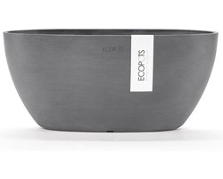 Ecopots Sofia 30 - Grey - 29,5 x 13,4 x H13,5 cm - Ovalen grijze bloempot met waterreservoir
