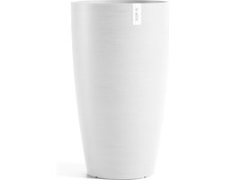 Ecopots Stockholm High 60 - Pure White - Ø35 x H60 cm - Ronde witte bloempot