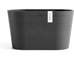 Ecopots Tokyo 30 - Dark Grey - 30 x 17 x H17 cm - Ovalen donkergrijze bloempot met waterreservoir