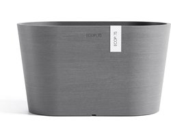 Ecopots Tokyo 30 - Grey - 30 x 17 x H17 cm - Ovalen grijze bloempot met waterreservoir
