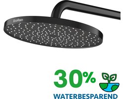 EcoRain© 30% Waterbesparende Regendouchekop Jet 25 CM Rond - Hoge Druk - Universele Aansluiting - Anti-kalk Douchekop - 2 jaar garantie - Zwart