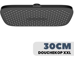 EcoRain© 30% Waterbesparende Regendouchekop Mark 30 CM Rechthoekig - Hoge Druk - Universele Aansluiting - Anti-kalk Douchekop -2 jaar garantie - Zwart