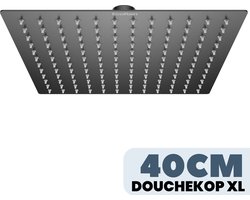 EcoRain© 30% Waterbesparende Regendouchekop Tyler 40 CM Vierkant - Hoge Druk - Universele Aansluiting - Anti-kalk Douchekop - 2 jaar garantie - Zwart