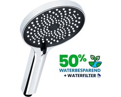 EcoRain© 50% Waterbesparende Douchekop Charly 13 CM met Waterfilter - 3 Sroeistanden - Hoge Druk - Universele Aansluiting - Anti-kalk Douchekop - 2 jaar garantie - Chroom