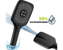 EcoRain© 50% Waterbesparende Douchekop Melvin 12 CM met Waterfilter - 3 Sproeistanden - Hoge Druk - Universele Aansluiting - Anti-kalk Douchekop - 2 jaar garantie - Zwart