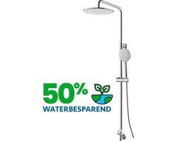 EcoRain© Waterbesparende Regendouche Doucheset Glenn 23 CM Chroom Zonder Thermostaatkraan - 30% Waterbesparend - Hoge Druk - Betere Huid Hoofddouche - Moderne Waterbesparende Regendouche Set - 12 CM Handdouche - Universeel - Anti-Kalk Douchekop