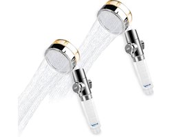 EcoTornado - waterbesparende douchekop 2 Stuck Goud - Waterbesparende & drukverhogende douchekop - 360° draaibare handdouche - douchekop met antikalkfunctie - beschermt huid & haar