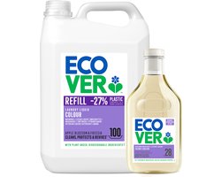 Ecover Wasmiddel Voordeelverpakking Color - Voor Gekleurde Was - 5L + 1.43L - 128 Wasbeurten - Vloeibaar - Appelbloesem & Freesia