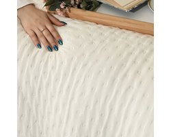 Ecru Dekoratieve Bedsprei met Stippenpatroon 170x210cm