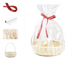 Ecru Geschenkset met Houten Wol, Cellofaan en Lint