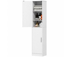 ECTEATOY® Badkamerkast - Kolomkasten - Opbergkast smal met 2 Deuren - 4 Verstelbare Planken - 40x35x180 cm - Wit