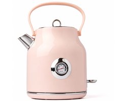 ECTEATOY® Elektrische Waterkoker 1,7 Liter met Temperatuurmeter - RVS - 360° Draaibaar - 2000W - Snelkookfunctie - roze