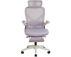 ECTEATOY® Ergonomische Bureaustoel Inklapbaar - Met Lendensteun, 3D-Hoofdsteun, Opklapbare Armleuningen & Voetsteun - Ruimtebesparend - Paars